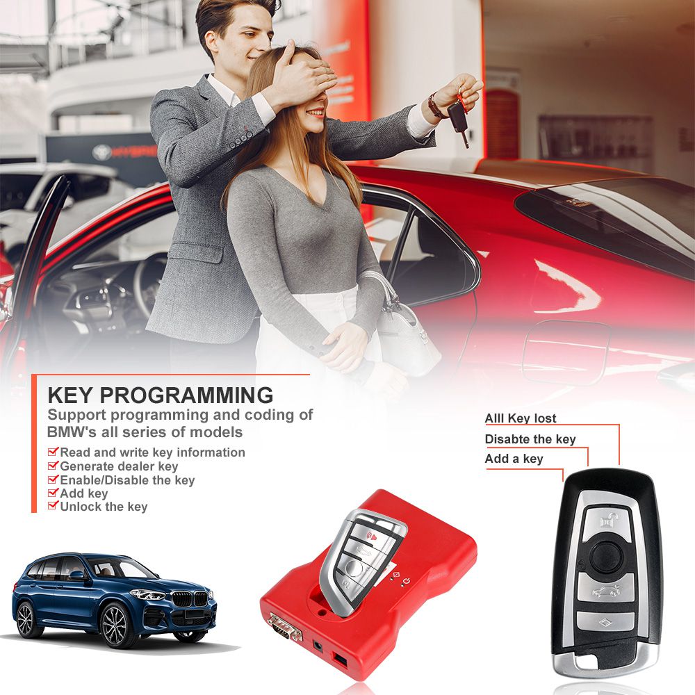 CGDI BMW Key Programmer Full Version Total 24 Authorizations Get Free Reading 8 Foot Adapter and BMW OBD Cable Ship from US/UK/EU