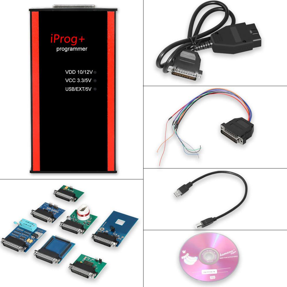 V87 Iprog+ Pro Programmer Support IMMO + Mileage Correction + Airbag Reset Get Free Probes Adapter