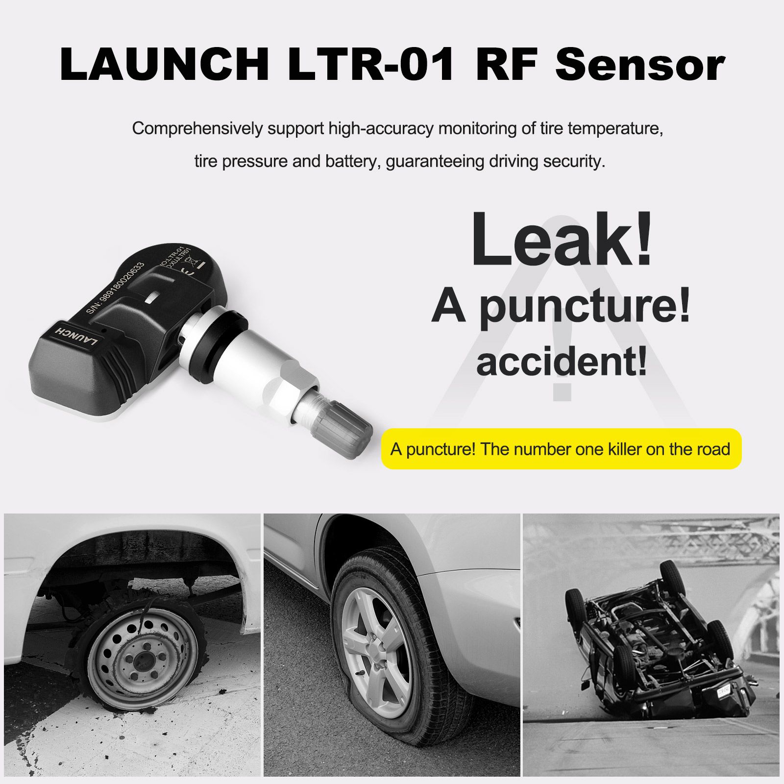 4pcs LAUNCH LTR-01 RF Sensor 315MHz & 433MHz TPMS Sensor Tool Metal & Rubber Free Shipping