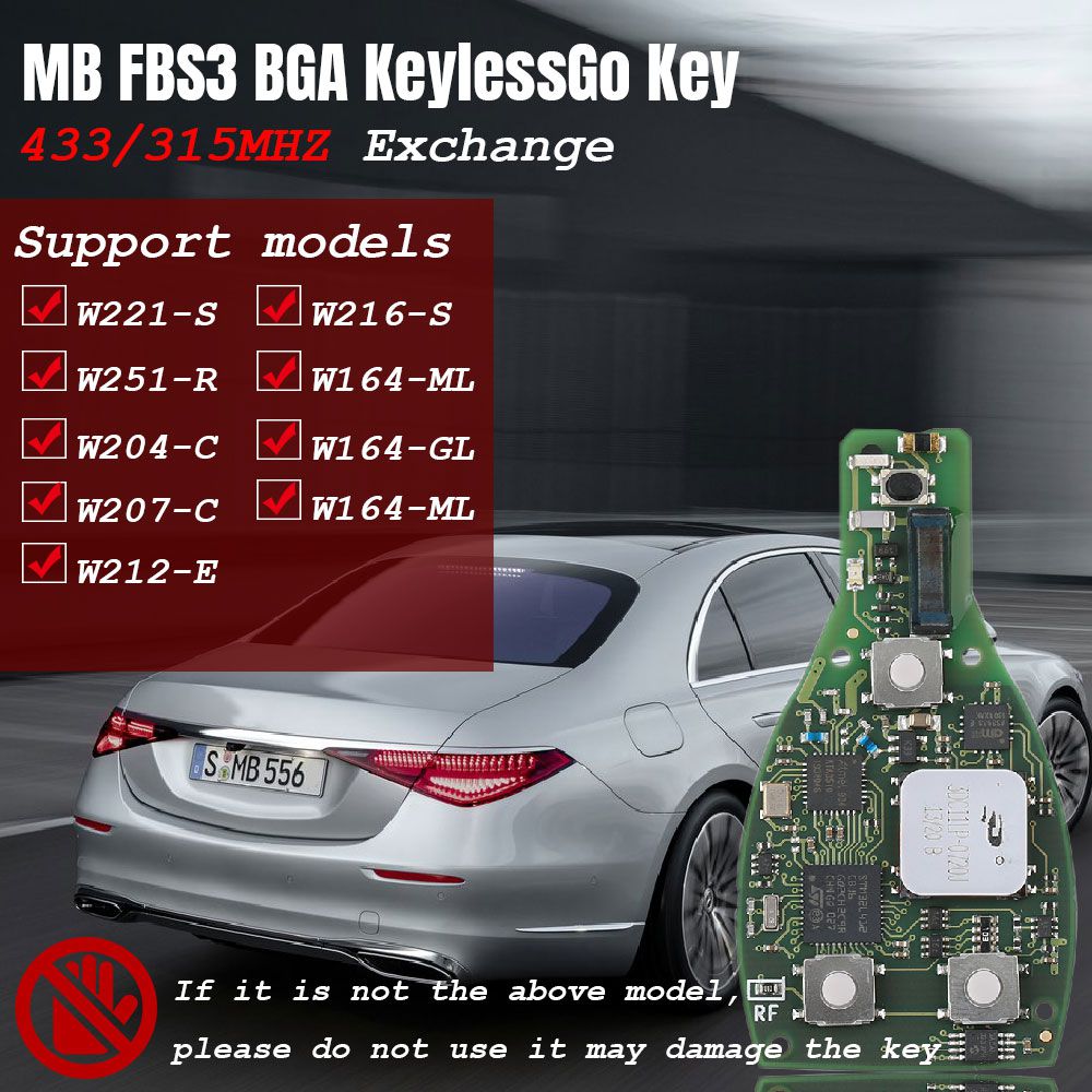 CG MB FBS3 BGA KeylessGo Key 315/433MHZ for W204 W207 W212 W164 W166 W216 W221 W251